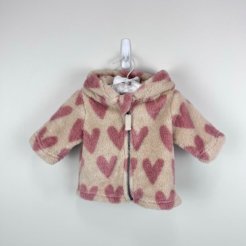 Hanna Andersson Baby Bear Jacket Marshmallow Oat Hearts 50 cm 0-3 Months